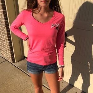 Pink Notre Dame Long Sleeve Tee
